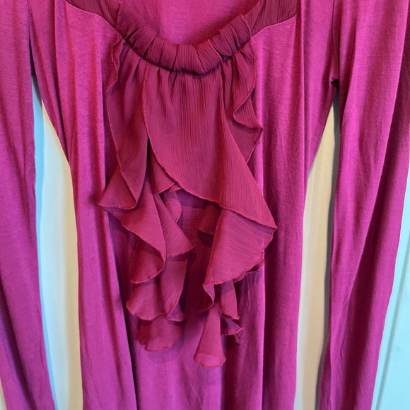 BCBGeneration Long Sleeve Shirt with Ruffle Detail Size Medium - Picture 3 of 6